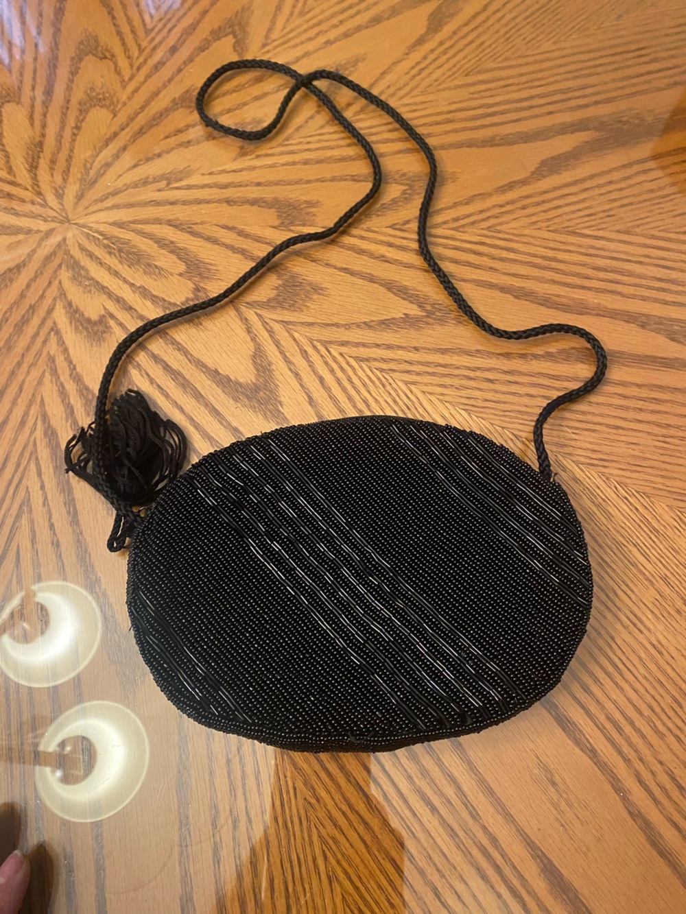 Black Beaded Mini Crossbody Evening Bag